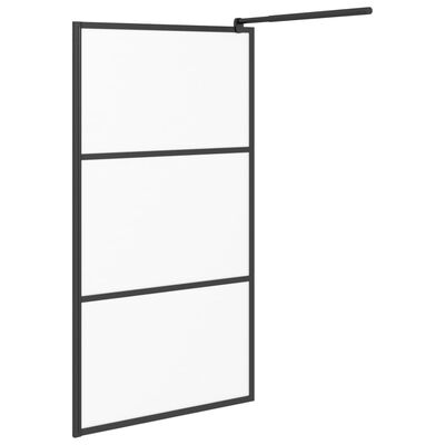 vidaXL Walk-in Shower Wall 39.4"x76.8" Frosted ESG Glass Black