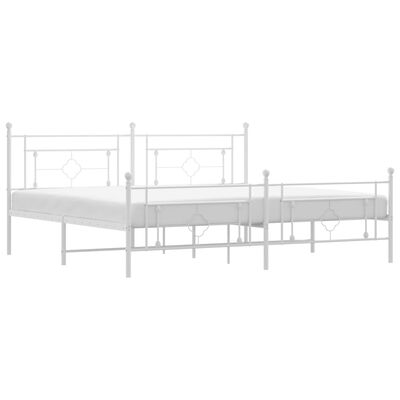 vidaXL Metal Bed Frame without Mattress with Footboard White 76"x79.9"