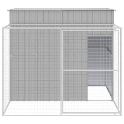 vidaXL Dog House with Run Light Gray 84.3"x99.6"x71.3" Galvanized Steel