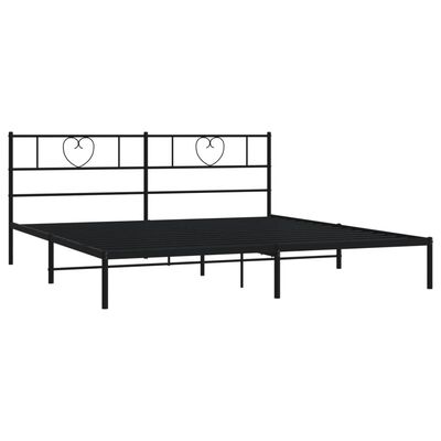 vidaXL Metal Bed Frame without Mattress with Headboard Black 72"x83.9"