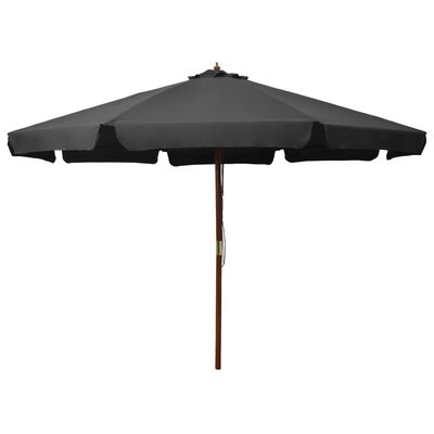 vidaXL Garden Parasol with Wooden Pole 129.9" Anthracite