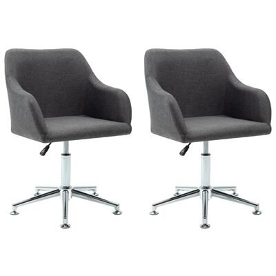 vidaXL Swivel Dining Chairs 2 pcs Dark Gray Fabric