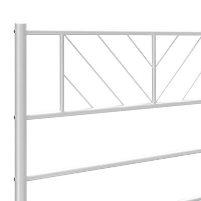 vidaXL Metal Bed Frame without Mattress with Headboard White 76"x79.9"