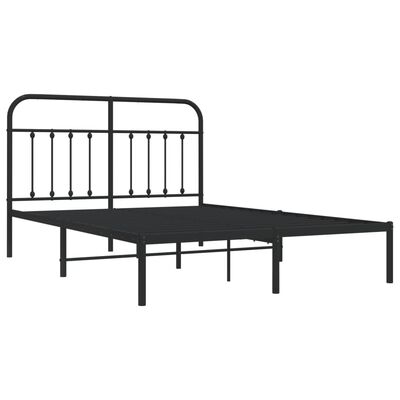 vidaXL Metal Bed Frame with Headboard Black 59.1"x78.7"