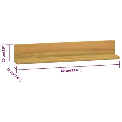 vidaXL Wall Shelves 2 pcs 23.6"x3.9"x3.9" Solid Wood Teak