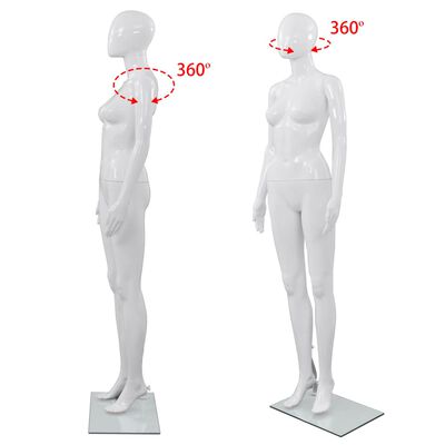 vidaXL Full Body Female Mannequin with Glass Base Glossy White 68.9