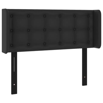 vidaXL LED Headboard Black 40.6"x6.3"x30.7"/34.6" Faux Leather