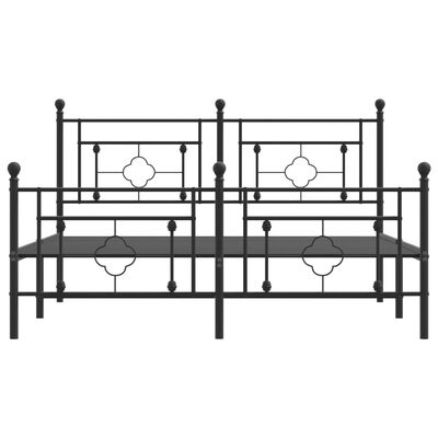 vidaXL Metal Bed Frame without Mattress with Footboard Black 59.1"x78.7"