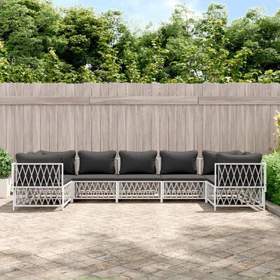 vidaXL 7 Piece Patio Lounge Set with Cushions White Steel