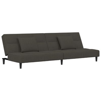 vidaXL 2-Seater Sofa Bed with Two Pillows Dark Gray Velvet