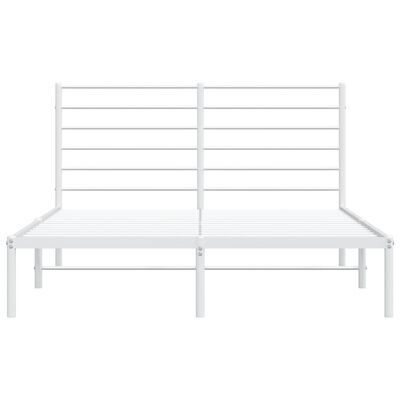 vidaXL Metal Bed Frame with Headboard White 59.8"x78.7"