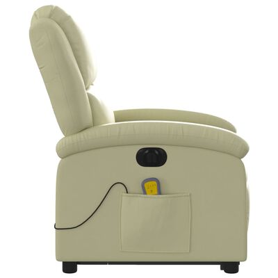 vidaXL Electric Stand up Massage Recliner Chair Cream Real Leather