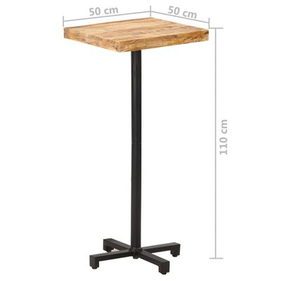 vidaXL Bar Table Square 19.7"x19.7"x43.3" Rough Mango Wood