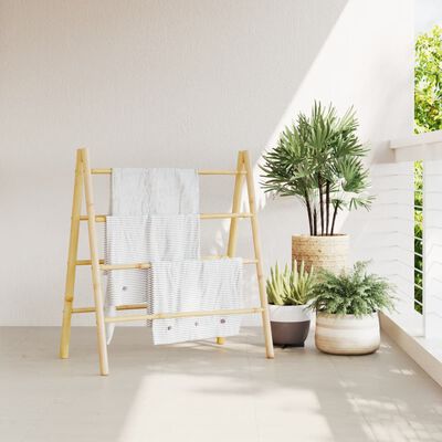 vidaXL Double Towel Ladder with 4 Rungs 35.4"x19.7"x39.4" Bamboo