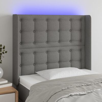 vidaXL LED Headboard Dark Gray 40.6"x6.3"x46.5"/50.4" Fabric