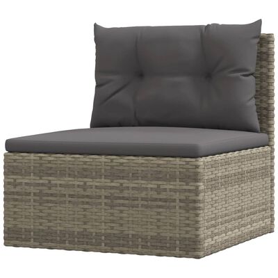 vidaXL 5 Piece Patio Lounge Set with Cushions Gray Poly Rattan