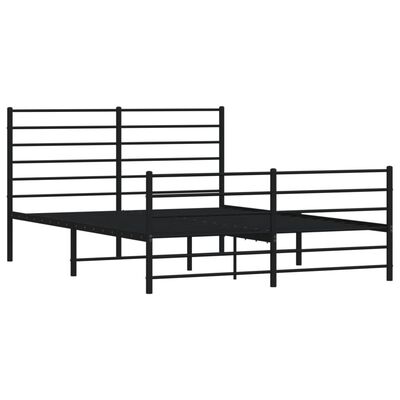 vidaXL Metal Bed Frame without Mattress with Footboard Black 53.1"x74.8"