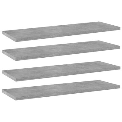 vidaXL Bookshelf Boards 4 pcs Concrete Gray 23.6"x7.9"x0.6" Engineered Wood