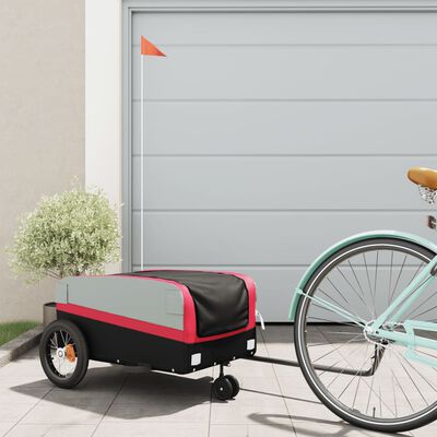 vidaXL Bike Trailer Black and Red 66.1 lb Iron