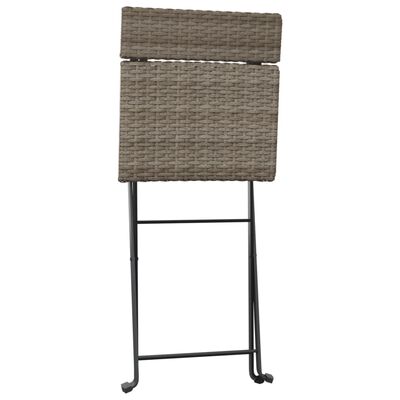 vidaXL Folding Bistro Chairs 8 pcs Gray Poly Rattan and Steel