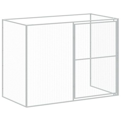 vidaXL Dog House with Run Light Gray 84.3"x179.9"x71.3" Galvanized Steel