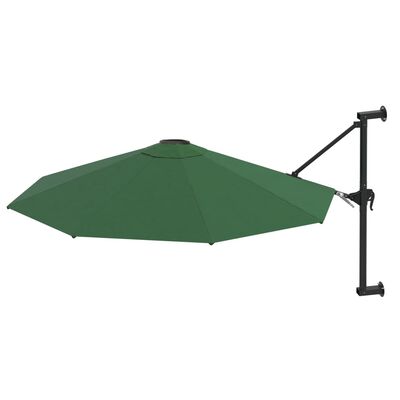 vidaXL Wall-Mounted Garden Parasol with Metal Pole 118.1" Green