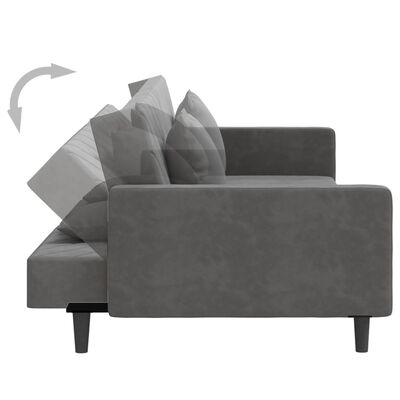 vidaXL 2-Seater Sofa Bed with Two Pillows Dark Gray Velvet