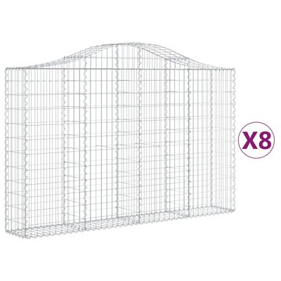 vidaXL Arched Gabion Baskets 8 pcs 78.7"x11.8"x47.2"/55.1" Galvanized Iron