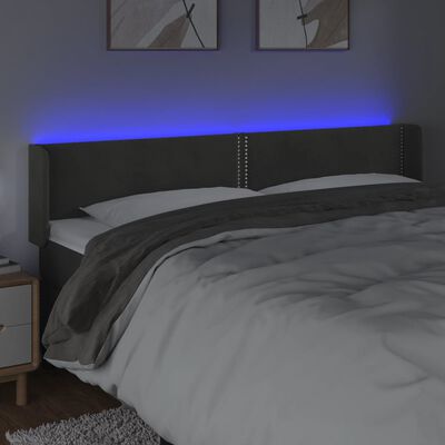 vidaXL LED Headboard Dark Gray 79.9"x6.3"x30.7"/34.6" Velvet