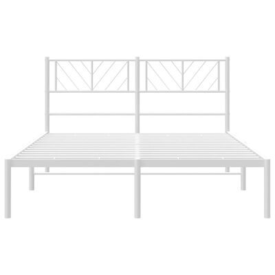 vidaXL Metal Bed Frame without Mattress with Headboard White 53.1"x74.8"