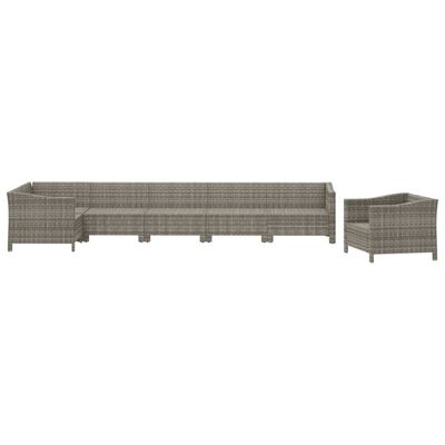 vidaXL 7 Piece Patio Lounge Set with Cushions Gray Poly Rattan