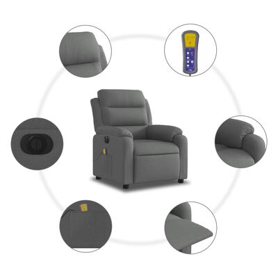 vidaXL Electric Massage Recliner Chair Dark Gray Fabric