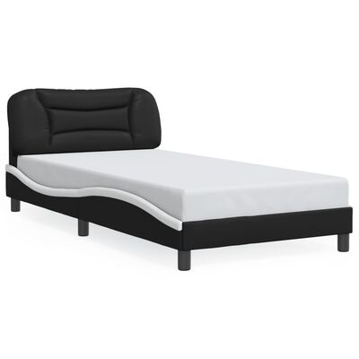 vidaXL Bed Frame without Mattress Black and White 39.4"x74.8" Faux Leather