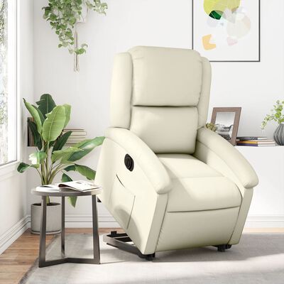 vidaXL Electric Stand up Recliner Chair Cream Faux Leather