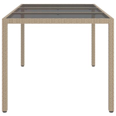 vidaXL Patio Table 59.1"x35.4"x29.5" Tempered Glass and Poly Rattan Beige