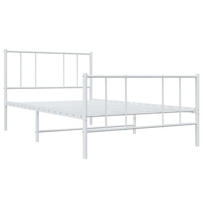 vidaXL Metal Bed Frame without Mattress with Footboard White 39.4"x74.8"