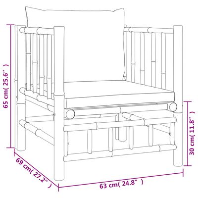 vidaXL 12 Piece Patio Lounge Set with Cream White Cushions Bamboo