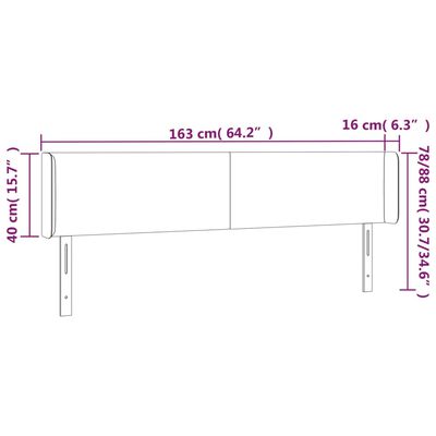 vidaXL Headboard with Ears Light Gray 64.2"x6.3"x30.7"/34.6" Fabric