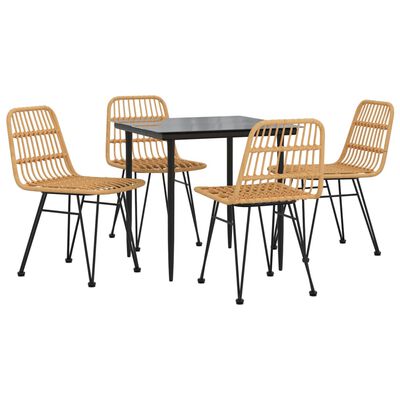 vidaXL 5 Piece Patio Dining Set Poly Rattan