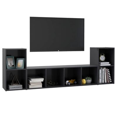 vidaXL 3 Piece TV Stand Set Gray Engineered Wood