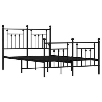 vidaXL Metal Bed Frame without Mattress with Footboard Black 53.1"x74.8"