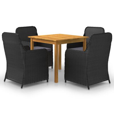 vidaXL 5 Piece Patio Dining Set Black