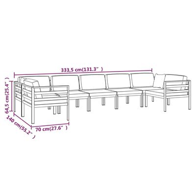 vidaXL 7 Piece Patio Lounge Set with Cushions Aluminum Anthracite