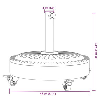 vidaXL Parasol Base with Wheels for Ø1.5"/1.9" Poles 59.5 lb Round