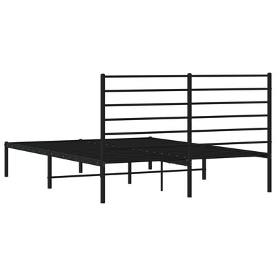 vidaXL Metal Bed Frame without Mattress with Headboard Black 53.1"x74.8"