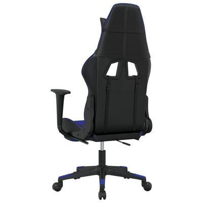 vidaXL Gaming Chair with Footrest Black and Blue Faux Leather