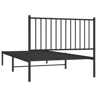 vidaXL Metal Bed Frame without Mattress with Headboard Black 39.4"x78.7"