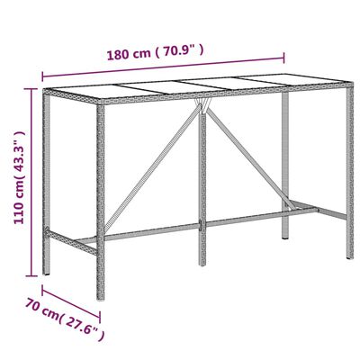 vidaXL 11 Piece Patio Bar Set with Cushions Gray Poly Rattan