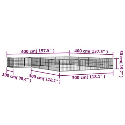 vidaXL 16-Panel Dog Playpen Black 39.4"x19.7" Powder-coated Steel