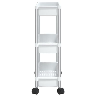 vidaXL 3-Tier Storage Trolley Silver and White Aluminum